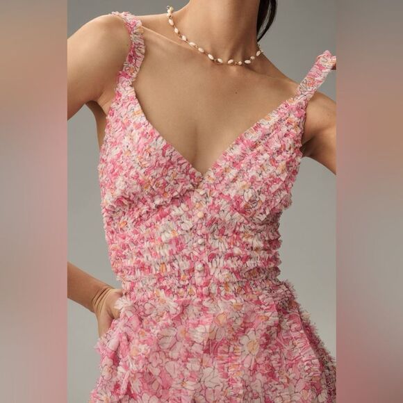 NWT $498 Anthropologie Mac Duggal Sleeveless V-Neck Mesh Midi Dress - Picture 6 of 12